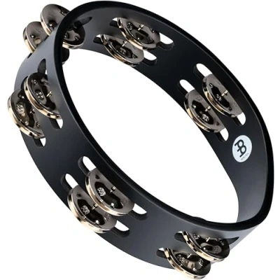 Afbeelding van Meinl Compact Tambourine CTA2S BK, Double Row, Steel Tamboerijn