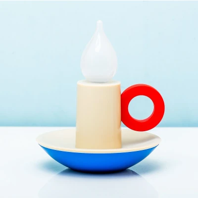 Afbeelding van Oplaadbaar Kandelaar Lampje Wit Met Blauw