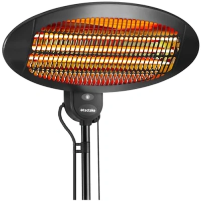 Afbeelding van tectake® Infraroodstraler Luchtverhitter met stand of wandmontage Warmtelamp voor babyverschoontafel Verwarmer badkamer terras Elektrische kachel 2000W 3 niveaus