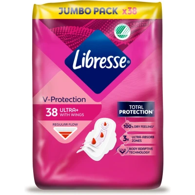 Afbeelding van Libresse Ultra+ Regular Maandverband met vleugels Jumbo Pack 8 x 38 = 304 stuks
