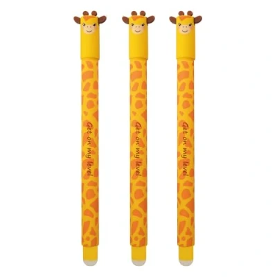 Afbeelding van EBERHARD FABER 599037 Set van 3 uitwisbare giraffe design gelpennen, blauw, 0,7 mm