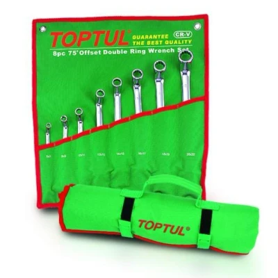 Afbeelding van TOPTUL GAAA0810 Tweezijdige ringsleutelset 6x7, 8x9, 10x11, 12x13, 14x15, 16x17, 18x19, 20x22 Chroom vanadium staal