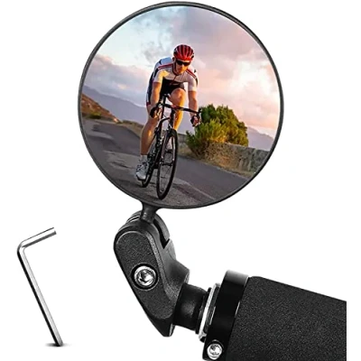 Afbeelding van Voarge Bar End Fietsspiegel, stuurspiegel, 360 graden verstelbaar, groothoekspiegel, ontspiegeld glas, robuust en duurzaam, voor mountainbike (1 stuk)
