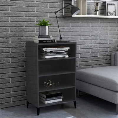 Afbeelding van Dressoir 57x35x90 cm spaanplaat hoogglans grijs