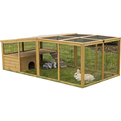 Afbeelding van Kerbl Pet Scharrelverblijf voor huisdieren met kunststof dak &amp; Vluchthek 220x115x75cm klein dier