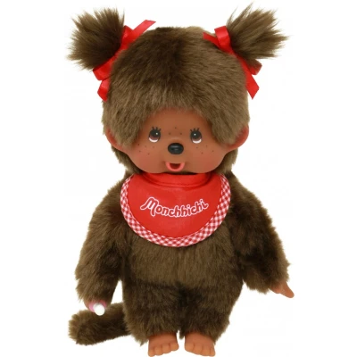 Afbeelding van Monchichi 20 cm Meisje Bruin met slab Rood