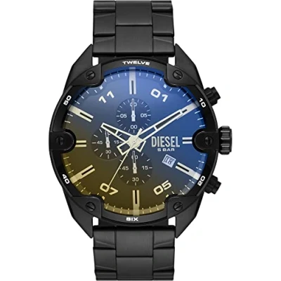Afbeelding van Diesel heren Spiked horloge DZ4609 in de kleur Zwart