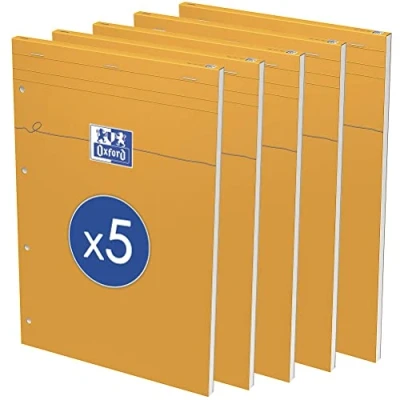 Afbeelding van OXFORD Set van 5 notitieblokken, oranje, A4+, effen, 80 vellen, geniet, kaartomslag, gecoat, oranje