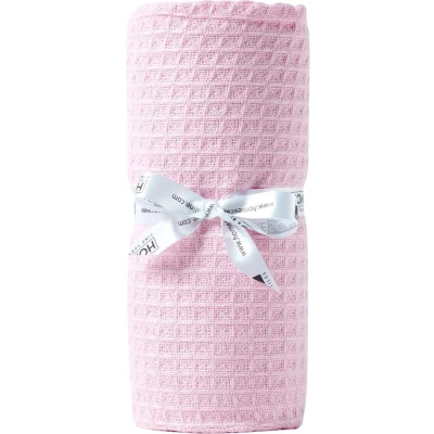 Afbeelding van Homescapes Wafel babydeken 100% biologisch katoen roze 90x110 cm
