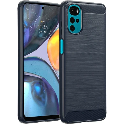 Afbeelding van imoshion Hoesje Geschikt voor Motorola Moto G22 Siliconen Brushed Backcover Donkerblauw