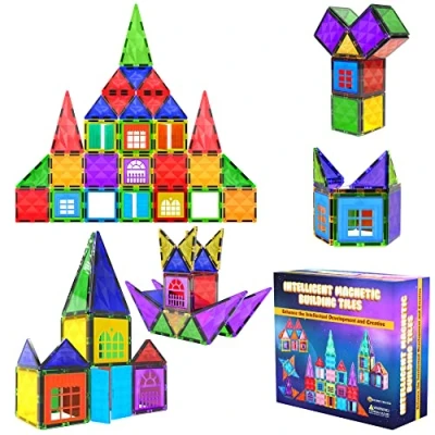 Afbeelding van Desire Deluxe Set met magnetische blokken en bouwstenen educatief speelgoed voor kinderen, meisjes jongens 3, 4, 5, 6, 7 jaar bouwspel 42 delig