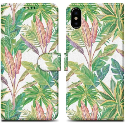 Afbeelding van Cadorabo Hoesje geschikt voor Apple iPhone X / XS Design Groen Regenwoud No. 8 Beschermhoes Case Cover met magnetische sluiting, standaardfunctie en kaartvakje