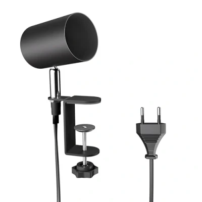 Afbeelding van ledscom.de WAIKA klemlamp, schakelaar, matzwart, 1x GU10 max. 15W, schroeflamp, tafellamp, leeslamp, bedlamp,