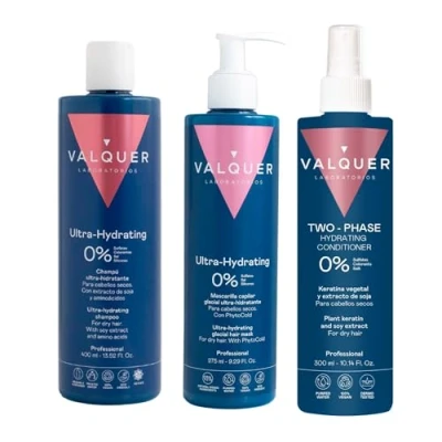 Afbeelding van Valquer Professional Hydration Hair Pack: Zero% Shampoo 400 ml + masker ijseffect 100 2 fasen conditioner ml, droog haar 1300 g (3 stuks)