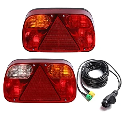 Afbeelding van AOHEWEI Achterlichten voor aanhangers, 12 V, remverlichting vrachtwagen, bedradingsset, aanwijzerlamp met 13 polige stekker en 5 aderige kabel, 5,5 m, geschikt caravans, vrachtwagens