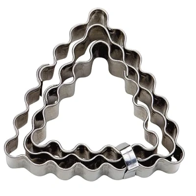 Afbeelding van Staedter 3 stuks gegolfde driehoeksbrug cuttermessenset, zilverkleurig, 4/5/6 cm