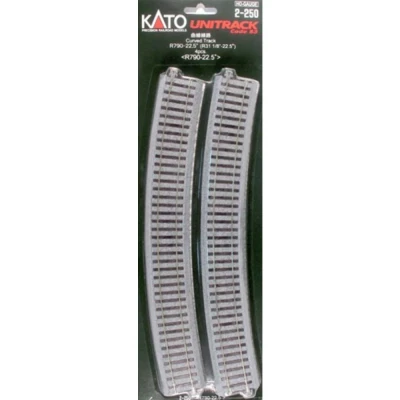 Afbeelding van H0 Kato Unitrack 2 250 Gebogen rails 4 stuk(s)