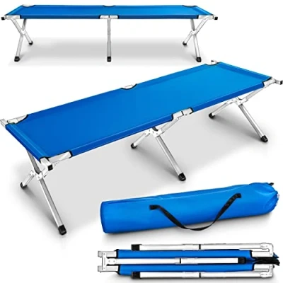 Afbeelding van Kampeerbed blauw, campingbed, veldbed, stretcher