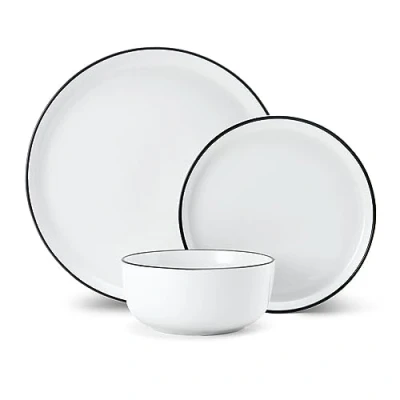 Afbeelding van Mikasa Limestone 12 delige porseleinen dinerset, wit servies voor 4 personen met dinerborden, bijzetborden en kommen, geschenkverpakking vaatwasmachinebestendig