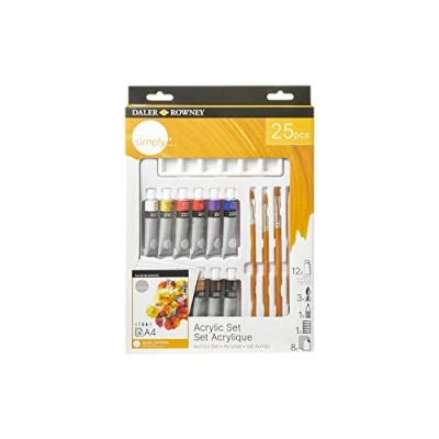 Afbeelding van DALER ROWNEY Simply Acrylset 12 verftubes ml + accessoires 25 stuks