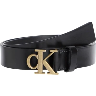 Image de Calvin Klein Ceinture fixe pour femme, Noir (noir/doré poli), 85