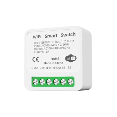 Afbeelding van GERUI Slimme schakelaarmodule, wifi schakelaar, bluetooth, draadloze afstandsbediening, mini wandschakelaar, compatibel met Alexa Echo, Google Home, Smart Life/Tuya