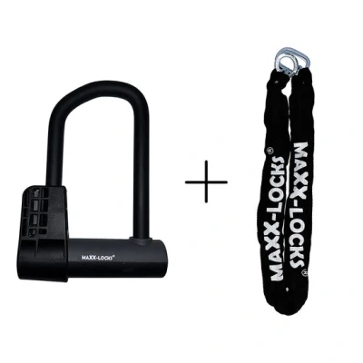 Afbeelding van Maxx Locks Huntly Beugelslot Fietsslot ART 2 20cm Inclusief 90cm Ketting Zwart