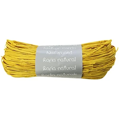 Afbeelding van Clairefontaine 196015C Raphia bol citroengeel set van meerdere raffia garens lengte 1,50 m per draad 50 g creatieve vrije tijd geschenkverpakking doe het zelf