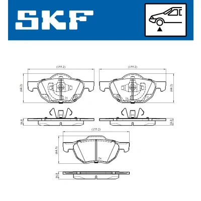 Afbeelding van SKF VKBP 80518 A Remblokkenset Met akoestische slijtagewaarschuwing