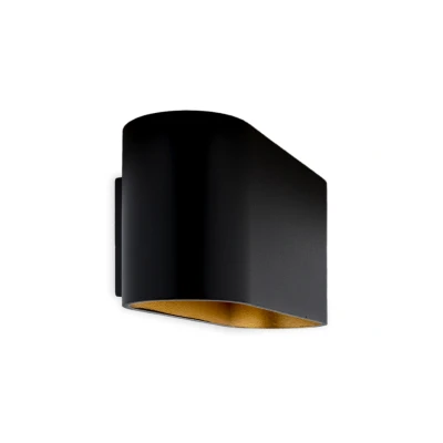 Afbeelding van Wandlamp Ovaal, Vast, G9 Fitting, Mat Zwart / Goud