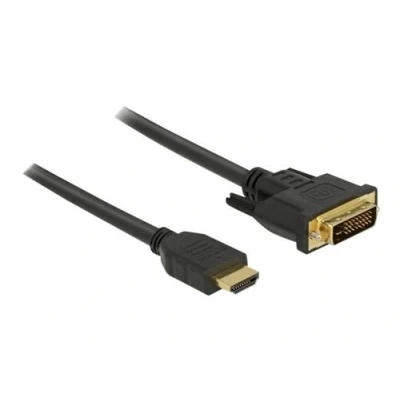Image de Delock Câble adaptateur DVI D mâle pour HDMI 2 m triple blindage noir vis moletées