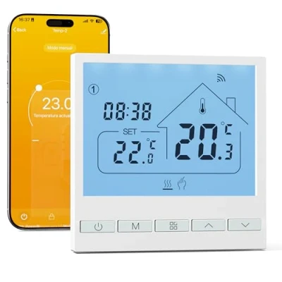 Afbeelding van Beok WIFI Verwarmingsthermostaat, Tuya Slimme Thermostaat Touchscreen Verwarmingsthermostaat Kamerthermostaat Intelligente voor Gasboiler Vloerverwarming Compatibel Alexa Google 3A