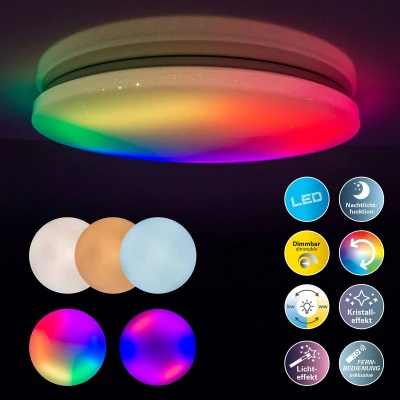 Afbeelding van LED plafondlamp Rainbow, dimbaar, RGBW nachtlampje