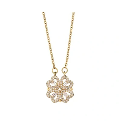 Afbeelding van FFWTPY Hartketting voor dames, klavertje vier hanger, liefde, sieraden, verguld, roestvrij staal, ketting Valentijnsdag, Kerstmis, verjaardag, cadeau, Zink, Zirkonia