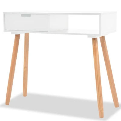 Afbeelding van Wandtafel 80x30x72 cm massief grenenhout wit