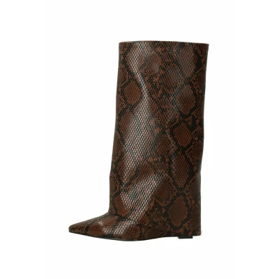 Afbeelding van Sacha Dames Snake hoge sleehak laarzen met flap Maat 38
