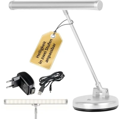 Image de Showlite LED Lampe à piano argentée matt