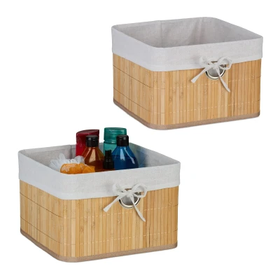 Afbeelding van opbergmand bamboe set van 2 20 x 31 cm badkamer
