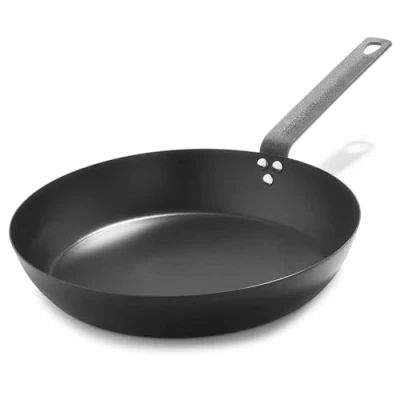 Afbeelding van Merten &amp; Storck Carbon Steel Braadpan, 30 cm, van koolstofstaal, voorgekruid, licht, duurzaam, grijpen, grillen, frituren, gemakkelijk te reinigen, inductie, ovenvast tot 315 C, zwart