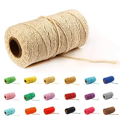 Afbeelding van 100 Yard / 2 mm Kleurrijke Katoenen Touw Ambachten Breien voor Geschenkverpakking (Beige 1)