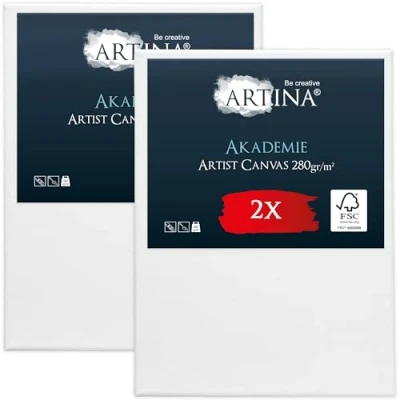 Afbeelding van Artina Akademie Set van 2 Schilderdoeken Canvas 30x40 cm Spieraam FSC® Hout Wit 100% Katoen 280 g/m136