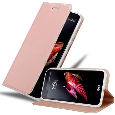 Afbeelding van Cadorabo Hoesje geschikt voor LG X SCREEN in CLASSY ROSE GOUD Beschermhoes met magnetische sluiting, standfunctie en kaartvakje Book Case Cover Etui