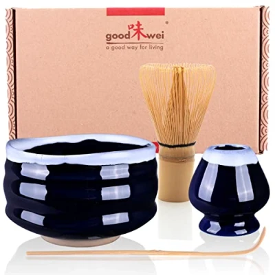 Afbeelding van Goodwei Premium Matcha theeset ceremoniekom, garde en standaard (Kori, 120)