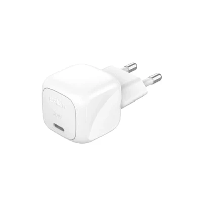 Afbeelding van Belkin BoostCharge 30 W oplader (compact en draagbaar, USB C Power Delivery, voor alle modellen iPhone 16, 15, 14, 13, Samsung Galaxy S24, S23, iPad, AirPods, tablets, enz., wit)