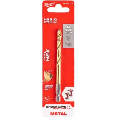 Afbeelding van MILWAUKEE 48894715 SHOCKWAVE HSS TiN metaal boor 6,5mm