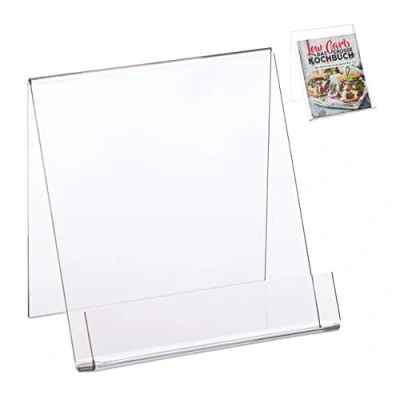 Afbeelding van Relaxdays 4x boekenstandaard acryl kookboekstandaard folderhouder brochurehouder