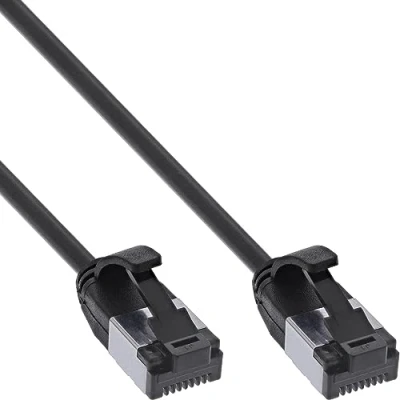 Afbeelding van InLine® Patchkabel slim, U/FTP, Cat.8.1, TPE halogeenvrij, zwart, 0,25m