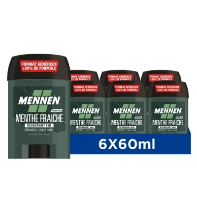 Image de Mennen NATURAL FORCE Deodorant d&#039;origine naturelle homme 48H stick large sans alcool anti traces Lot de 6, 1 unité (Lot 1)