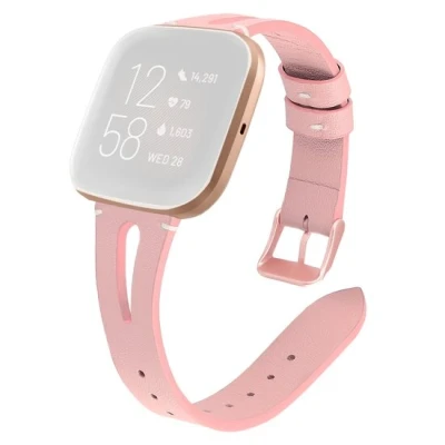 Afbeelding van Fitbit Versa 1 / 2 &amp; Lite bandje TPU leer Roze Kunstleer