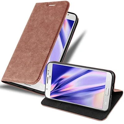 Afbeelding van Cadorabo Hoesje geschikt voor Samsung Galaxy J7 2016 in CAPPUCCINO BRUIN Beschermhoes met magnetische sluiting, standfunctie en kaartvakje Book Case Cover Etui
